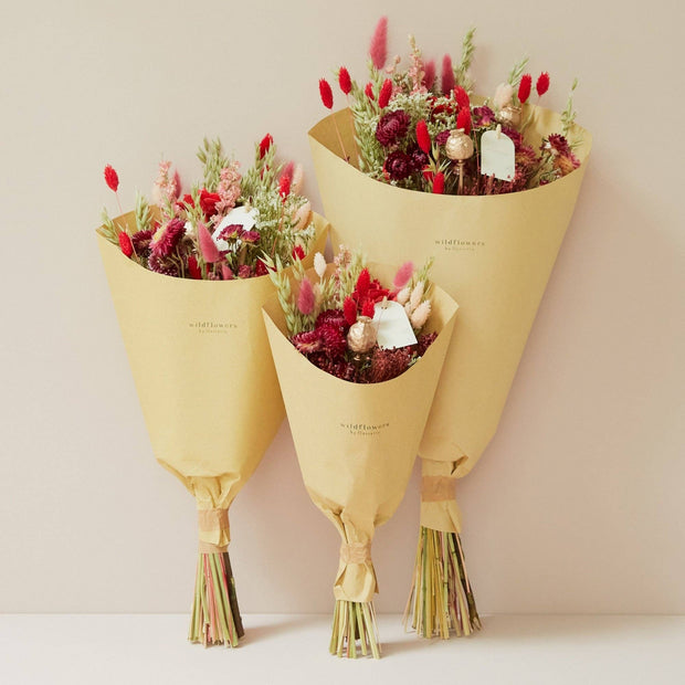 Fleurs séchées - Bouquet champêtre - Allure rouge: Moyen