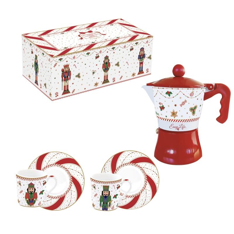 COFFRET 2 PORC.TASSE A CAFE' ET SOUSCOUPES 100ML AV/CAFETIERE NUTCRACKER TWIST
