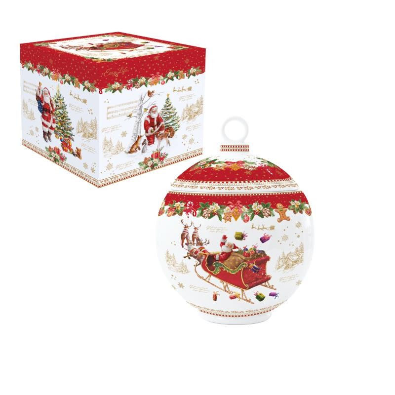 BOITE A BISCUITS EN PORCELAINE Ø 18 cm x h 23 cm CHRISTMAS MEMORIES