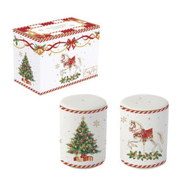 SALIERE ET POIVRERE EN PORCELAINE CHRISTMAS TALE