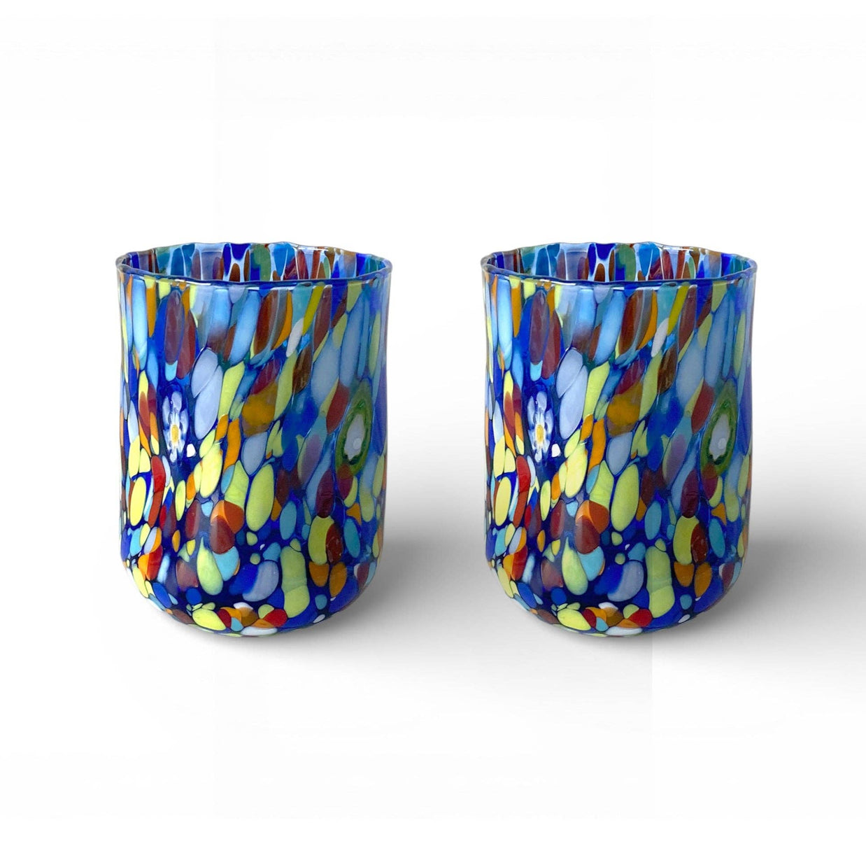 Verres Cylindr  Classique en Verre Soufflé et Travaillé à la Main avec Murrines de Murano, ligne 