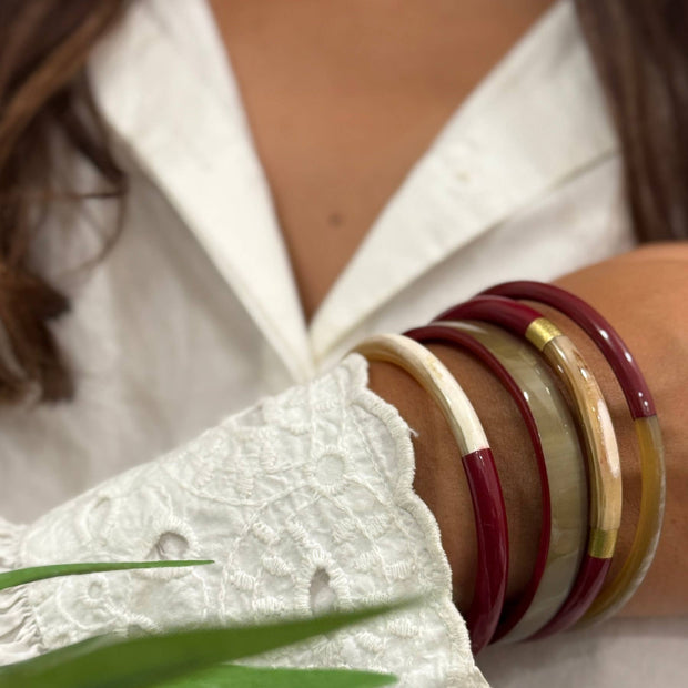 Jonc laqué en corne de buffle Bordeaux 6mm: C63-L