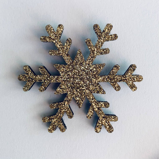 Pin's en paillettes - Flocon de neige: Doré