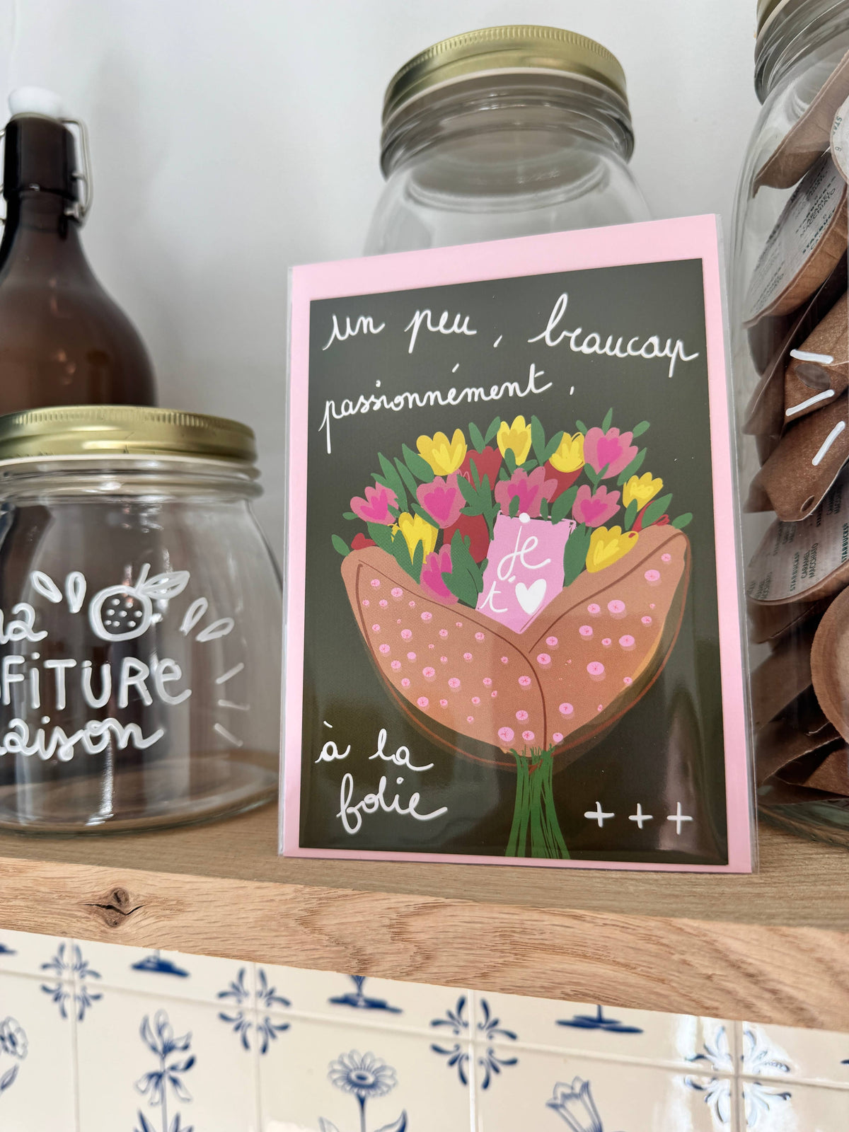 Carte postale bouquet je t'aime: Lot de 10 cartes avec enveloppes