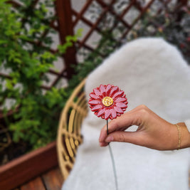 Gerbera Ø env. 5 cm | Tige de 39 cm: Rouge