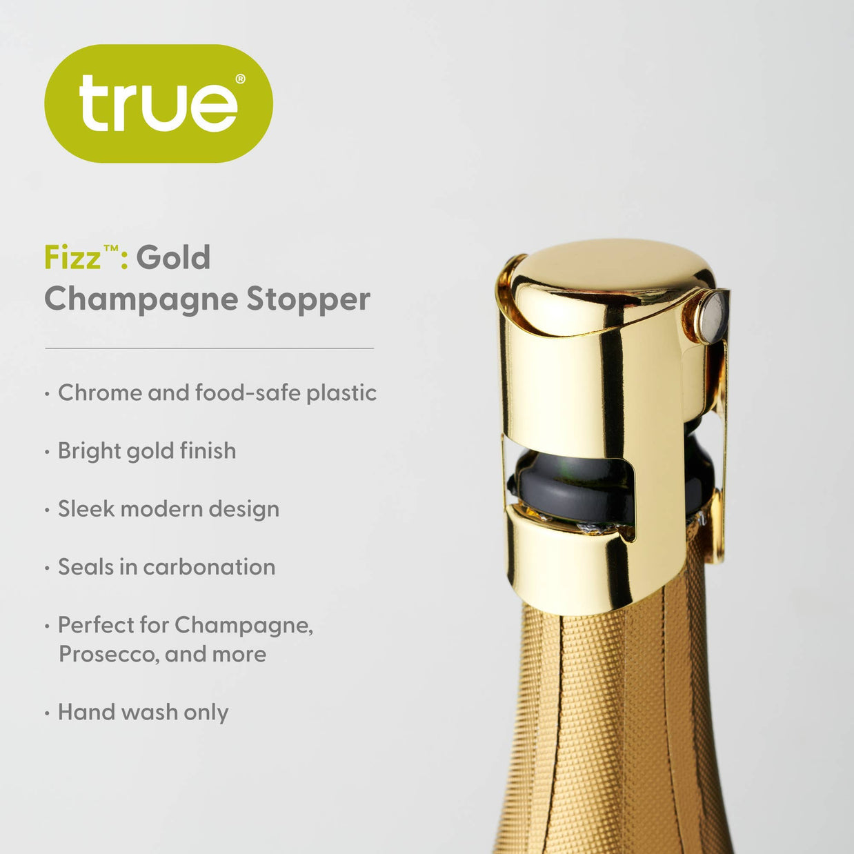 Bouchon de Champagne Fizz Chrome - Argent ou Or: Or