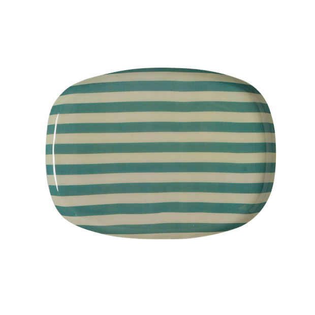 Plateau Coffee 25 cm - Rayures Emeraude
