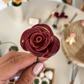 Rose en céramique: Rouge/jaune