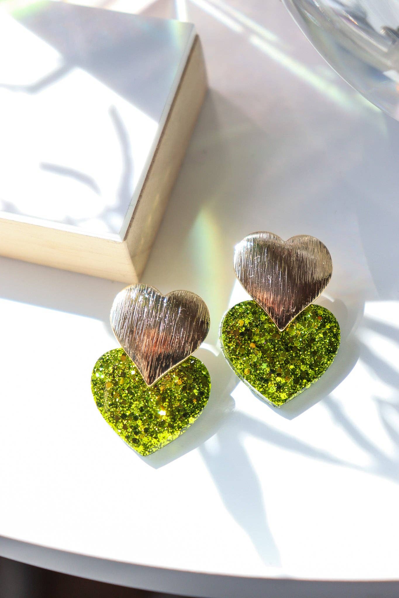 Boucles d'oreilles Coeur citron vert