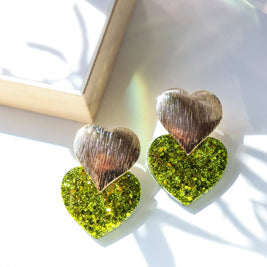 Boucles d'oreilles Coeur citron vert