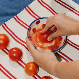 Plaque râpe à ail en céramique - Moyenne Rouge et Bleue - Pomodoro: AVEC EMBALLAGE