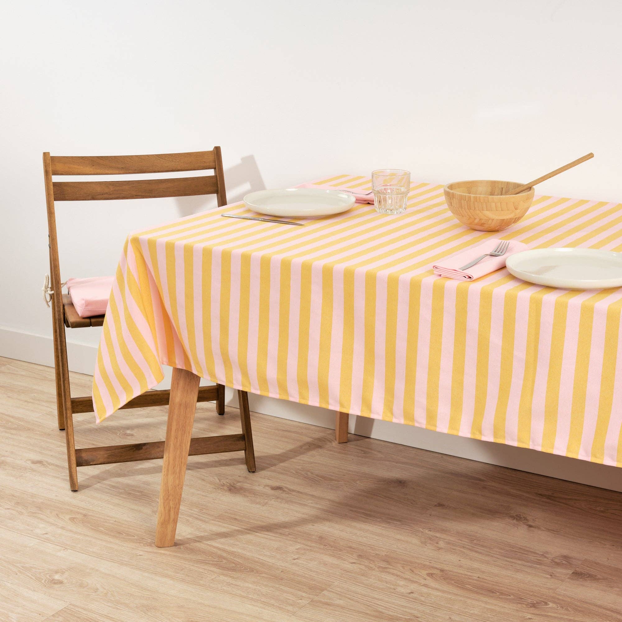 Nappe en jacquard Maglia Raya Rosa et Yema: 300 x 160 cm