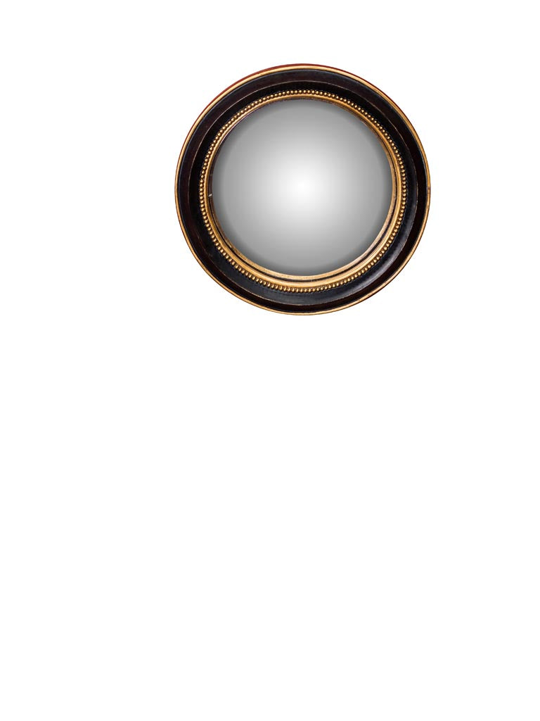 Petit miroir convexe 19cm bord or