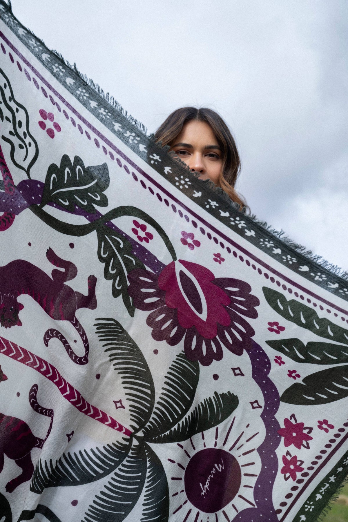 FOULARD LAINE TIGER IN THE PALMERAIE FIGUE