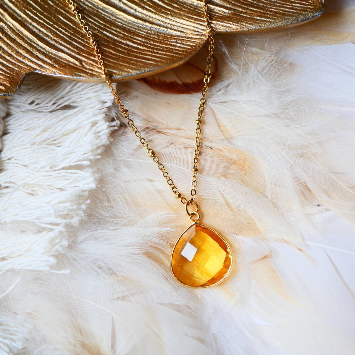 Collier Justine en acier inoxydable avec citrine