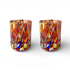 Verres Cylindr  Classique en Verre Soufflé et Travaillé à la Main avec Murrines de Murano, ligne 