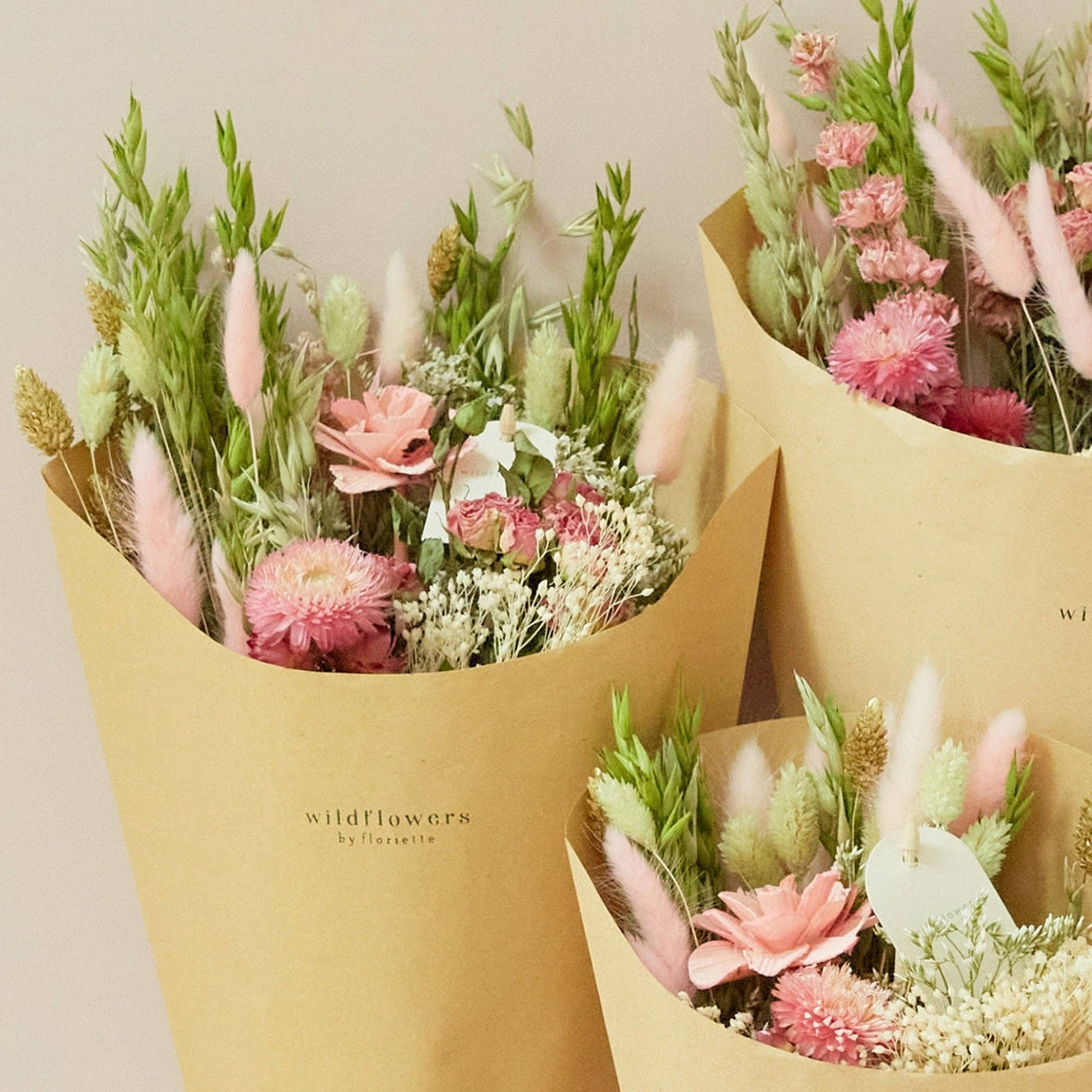 Fleurs séchées - Bouquet champêtre - Élégance rose - Favori de la fête des mères: Moyen