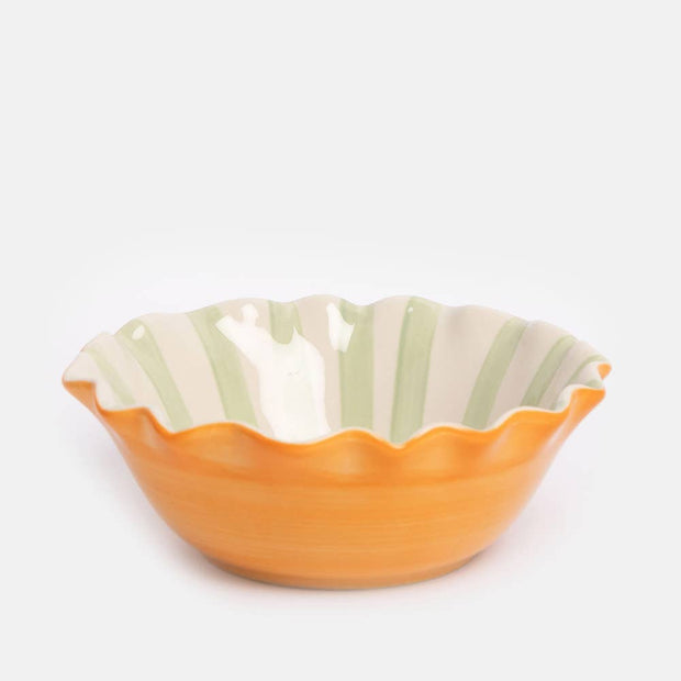 Bol frisé cœur contour/rayure intérieure bleu pâle