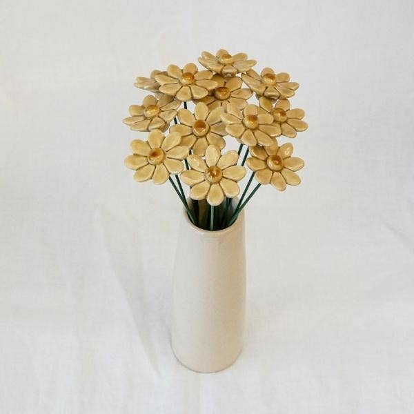 Marguerite en céramique diamètre env. 3,5 cm, tige 20 cm: Jaune