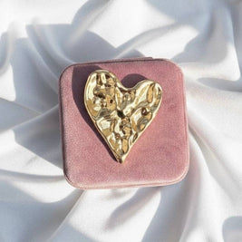 Velvet Heart - Boîte à bijoux de voyage en velours avec broche: Nero