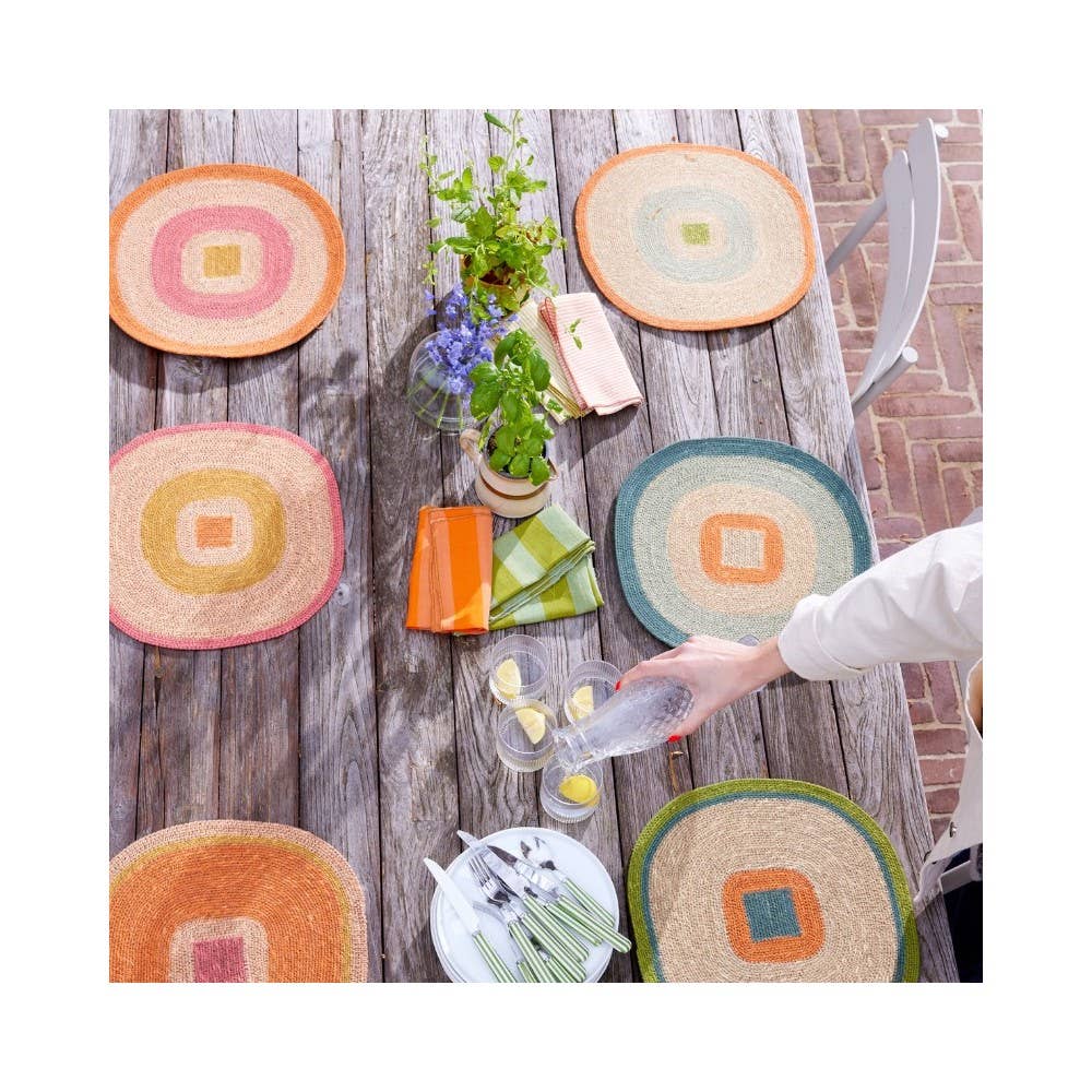 Set de table en jonc de mer Mada - Orange Bleu