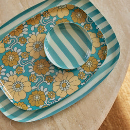 Plateau Coffee 30 cm - Rayures Emeraude