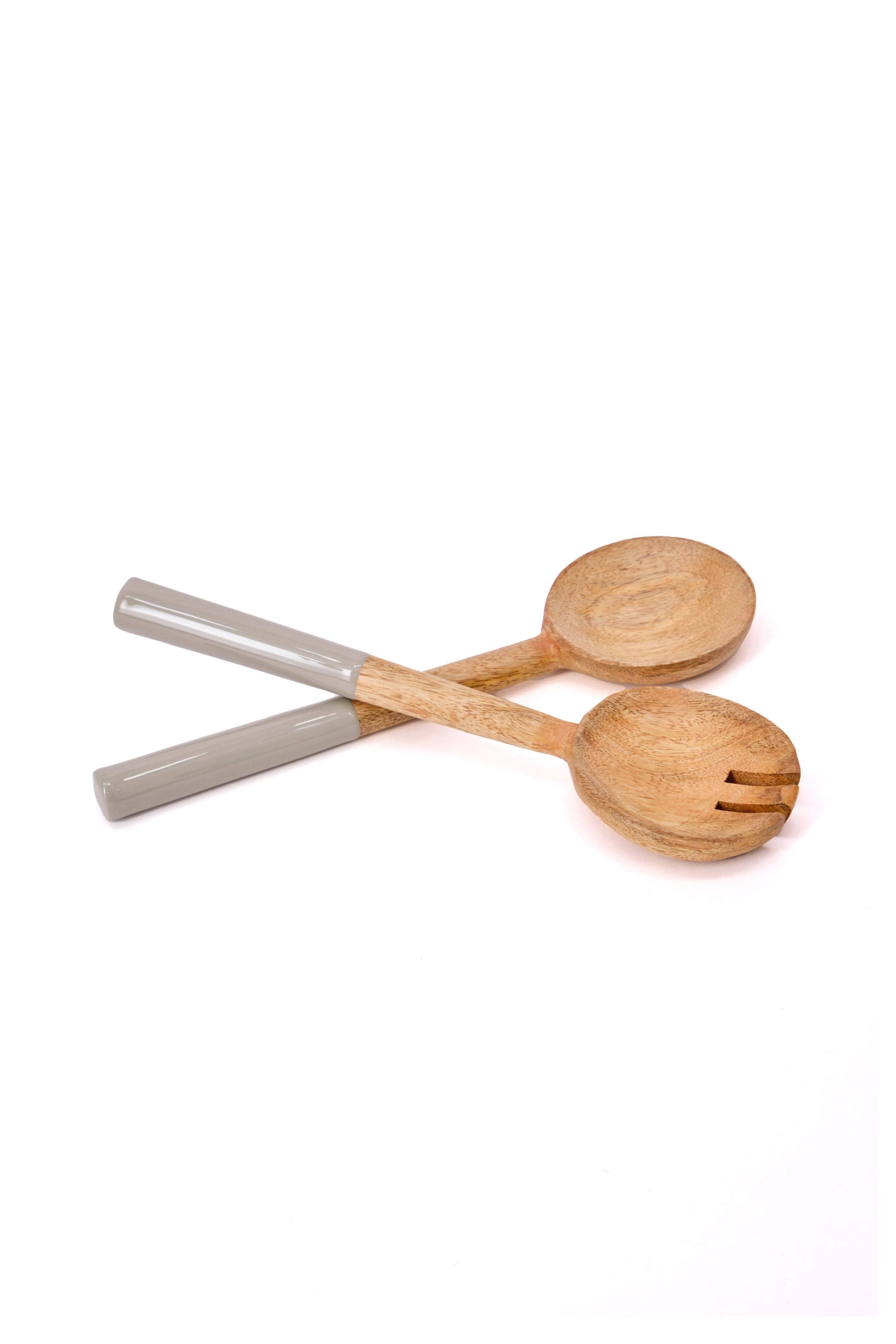 Couverts à salade KISHA en bois de manguier: Sauge / OS