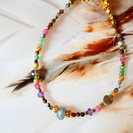 Bracelet NEDA en chrysoprase, andalousite et tourmaline rose