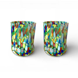 Verres Cylindr  Classique en Verre Soufflé et Travaillé à la Main avec Murrines de Murano, ligne 