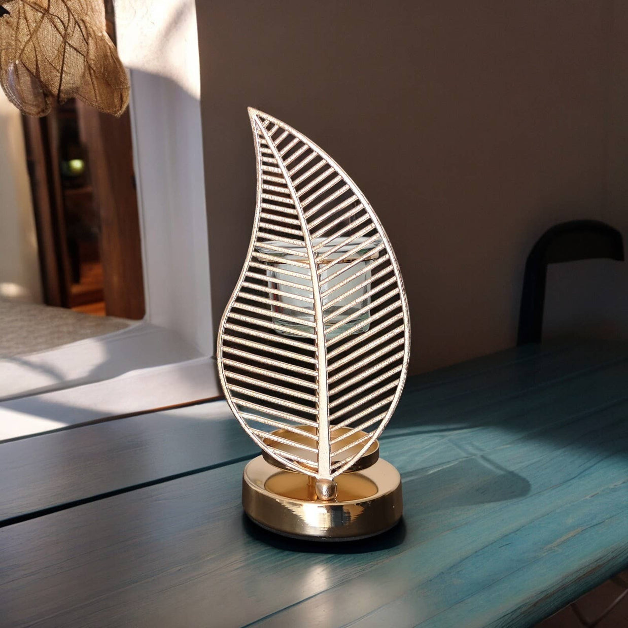 Brûleur à Huile et Fondant Parfumé Palme métal et céramique
