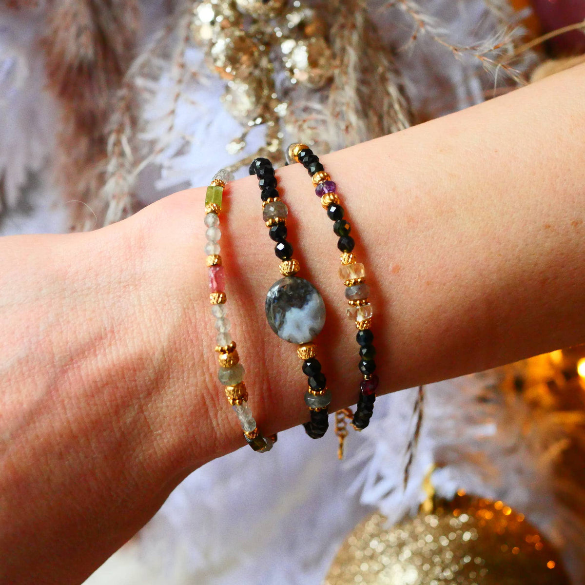 Bracelet Jyotish - Labradorite Tourmalines Multicolores