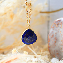 Collier Justine en acier inoxydable avec lapis-lazuli