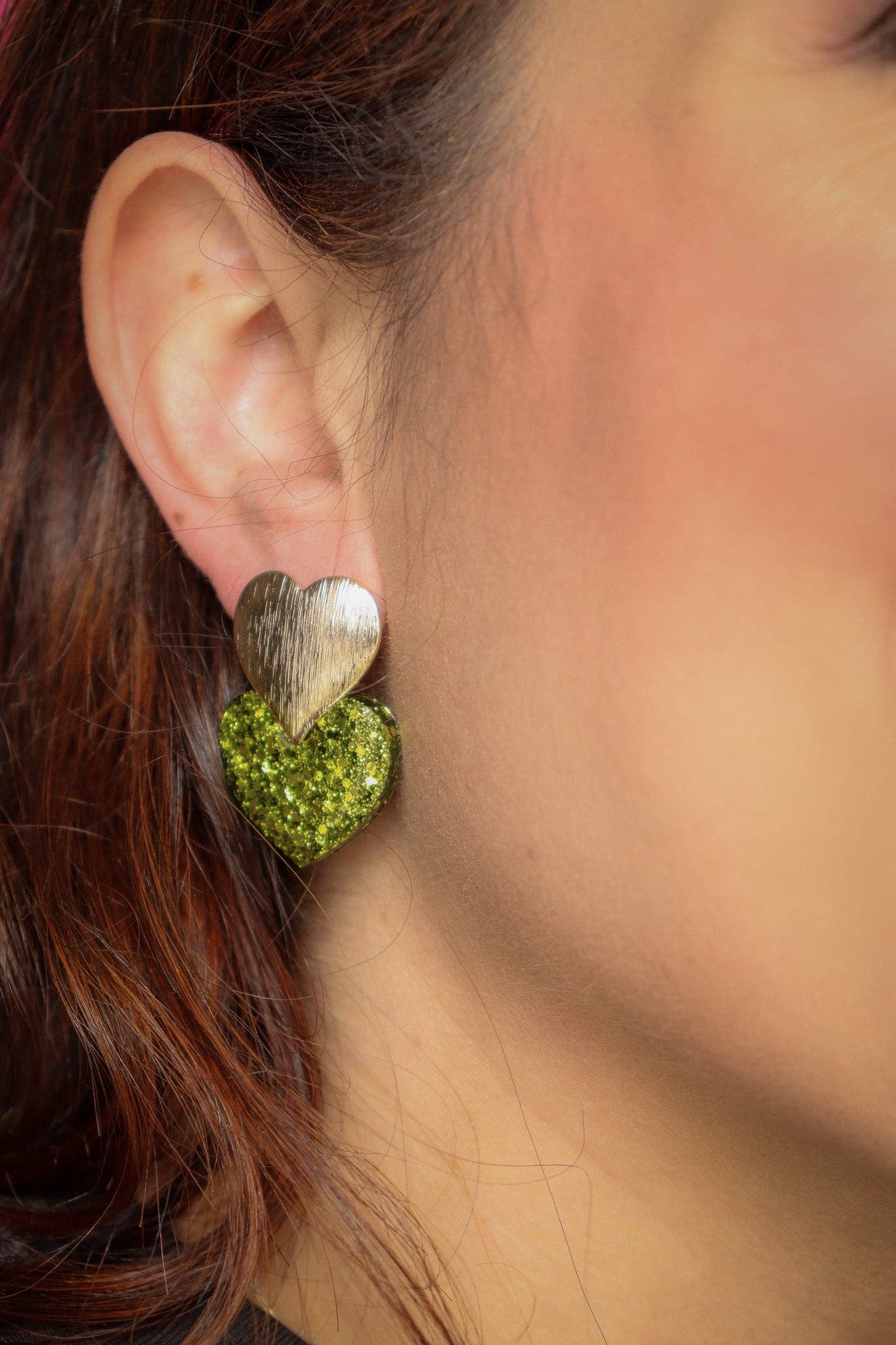Boucles d'oreilles Coeur citron vert