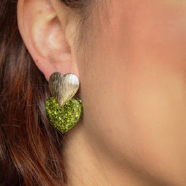 Boucles d'oreilles Coeur citron vert