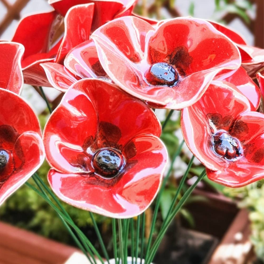 Coquelicot de diametre environ 5 cm, tige 39 cm: Rouge