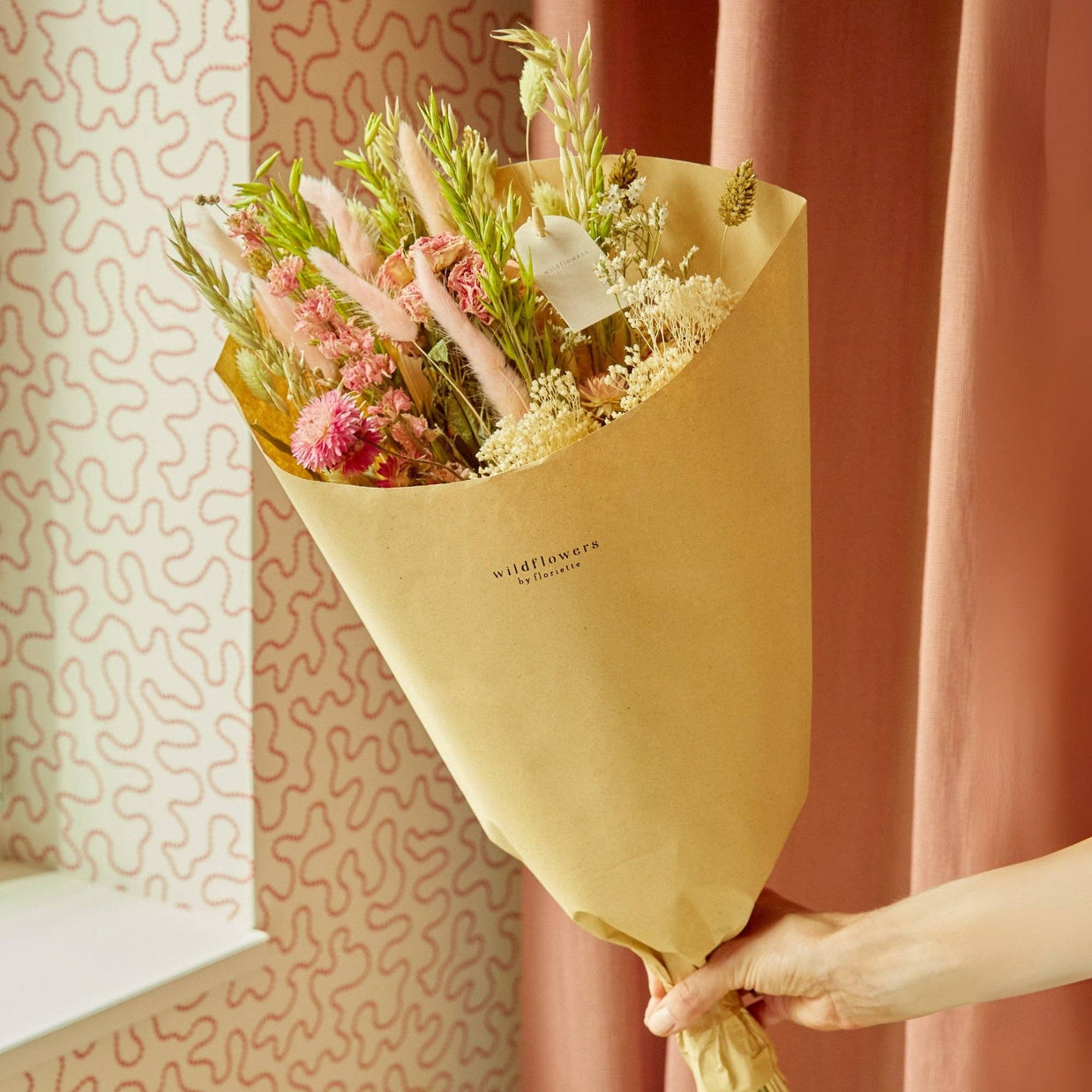 Fleurs séchées - Bouquet champêtre - Élégance rose - Favori de la fête des mères: Moyen