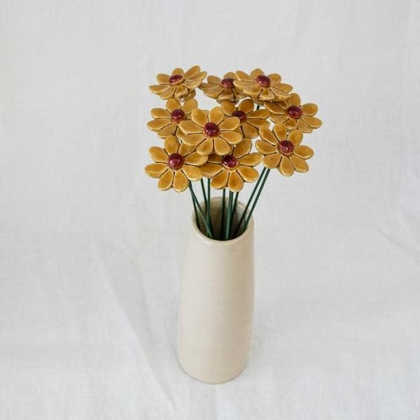 Marguerite en céramique diamètre env. 3,5 cm, tige 20 cm: Jaune
