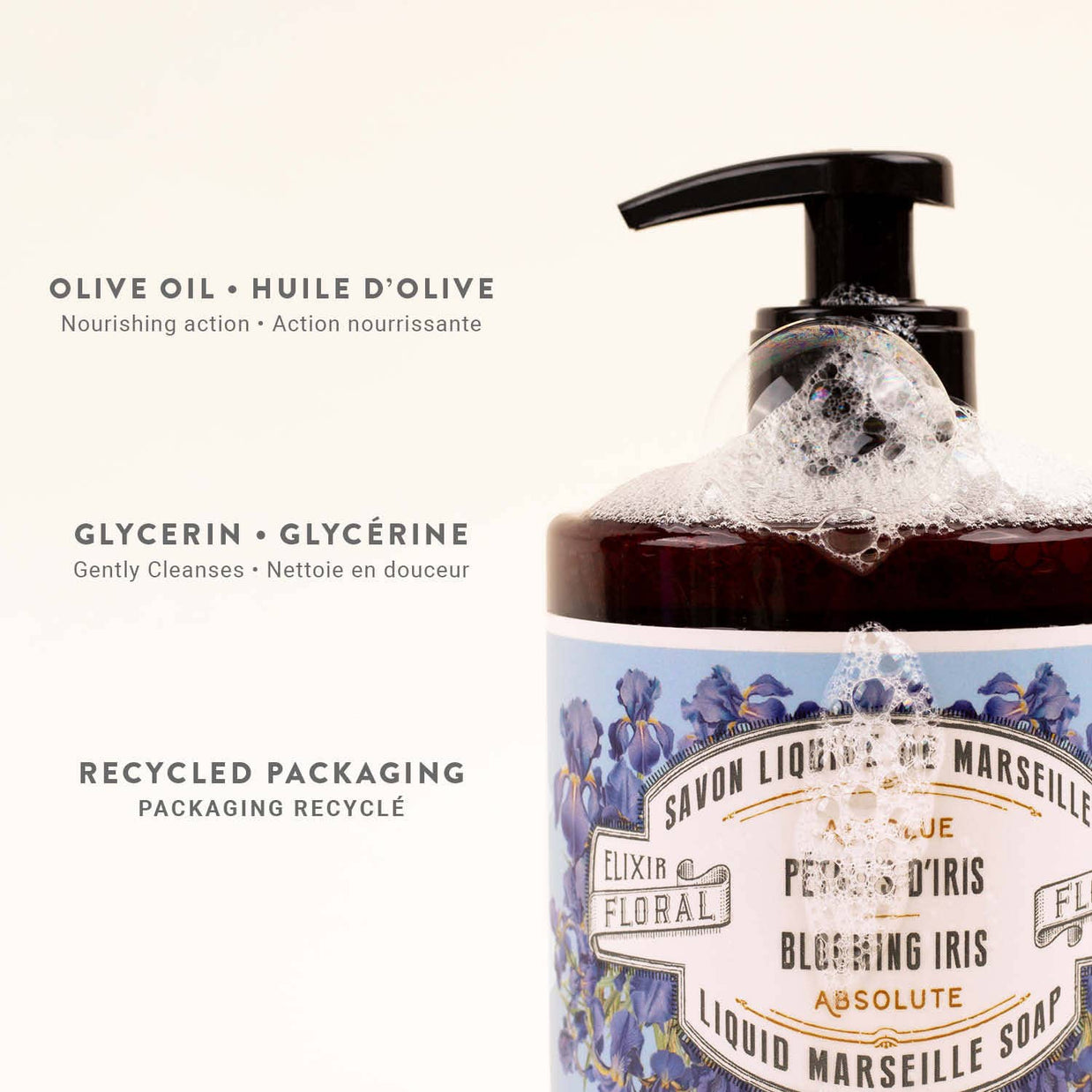Savon de Marseille liquide 500 ml | Pétales d'Iris