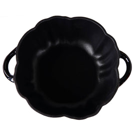 Cocotte en fonte émaillée en forme de citrouille, four hollandais, noire