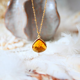 Collier Justine en acier inoxydable avec citrine