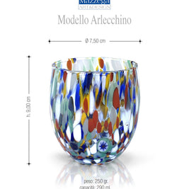 Verre à eau en verre soufflé « Les couleurs de Murano » - ARLECCHINO