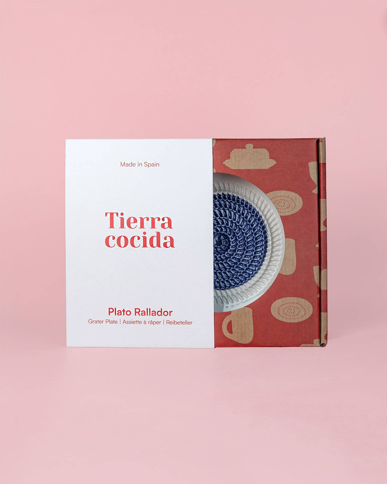 Assiette râpe à ail - Grande, en céramique bleue - Thon