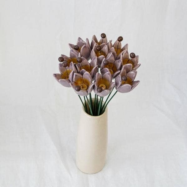 Tulipe en céramique diamètre env. 2,5 x 3,5 cm | tige 20 cm: Blanc
