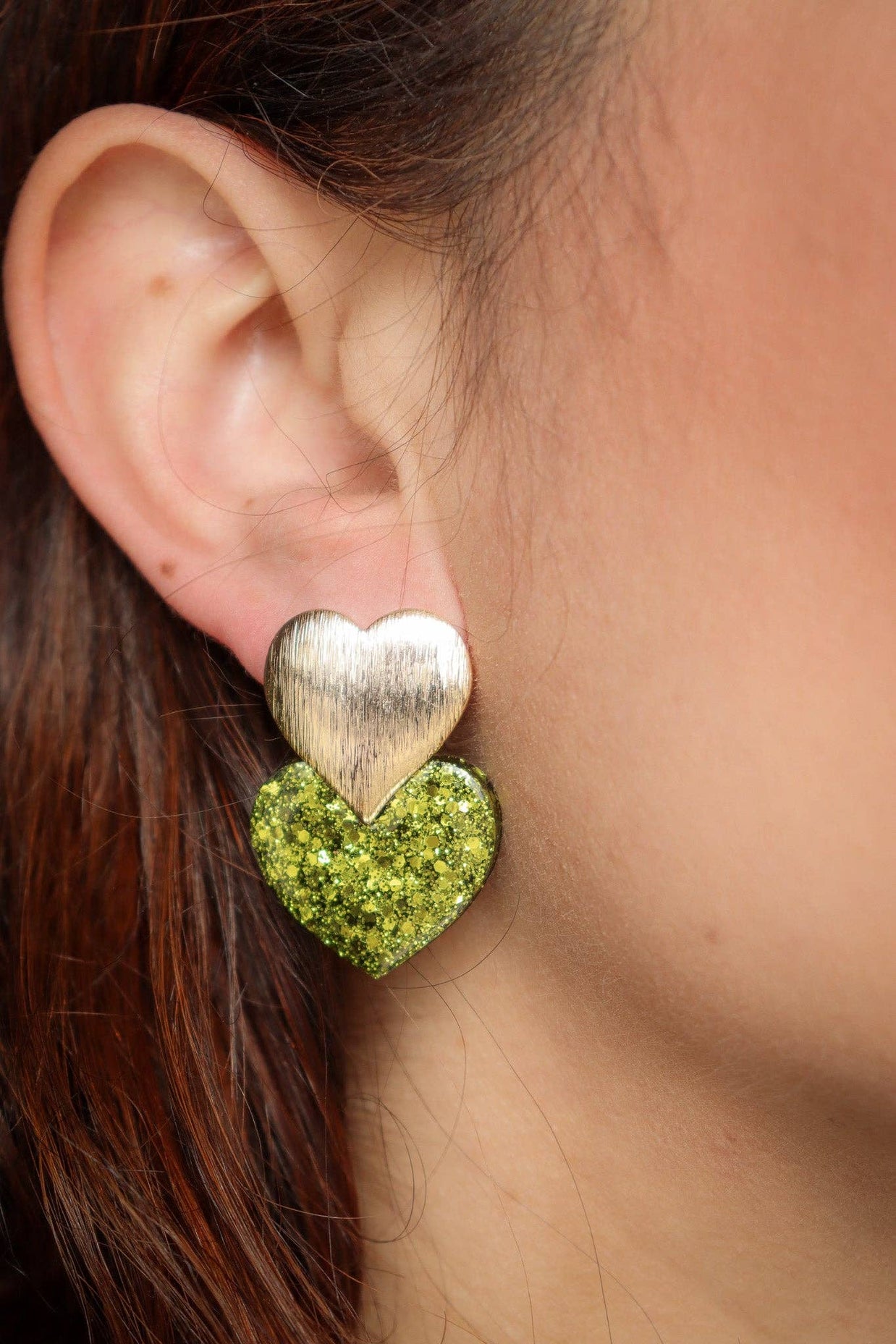 Boucles d'oreilles Coeur citron vert