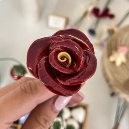 Rose en céramique: Rouge/jaune