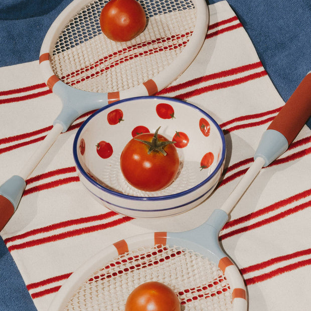 Plaque râpe à ail en céramique - Moyenne Rouge et Bleue - Pomodoro: AVEC EMBALLAGE