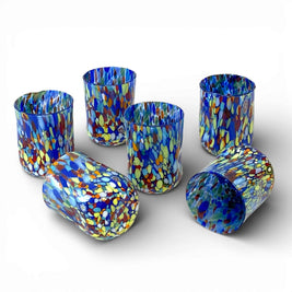 Verres Cylindr  Classique en Verre Soufflé et Travaillé à la Main avec Murrines de Murano, ligne 