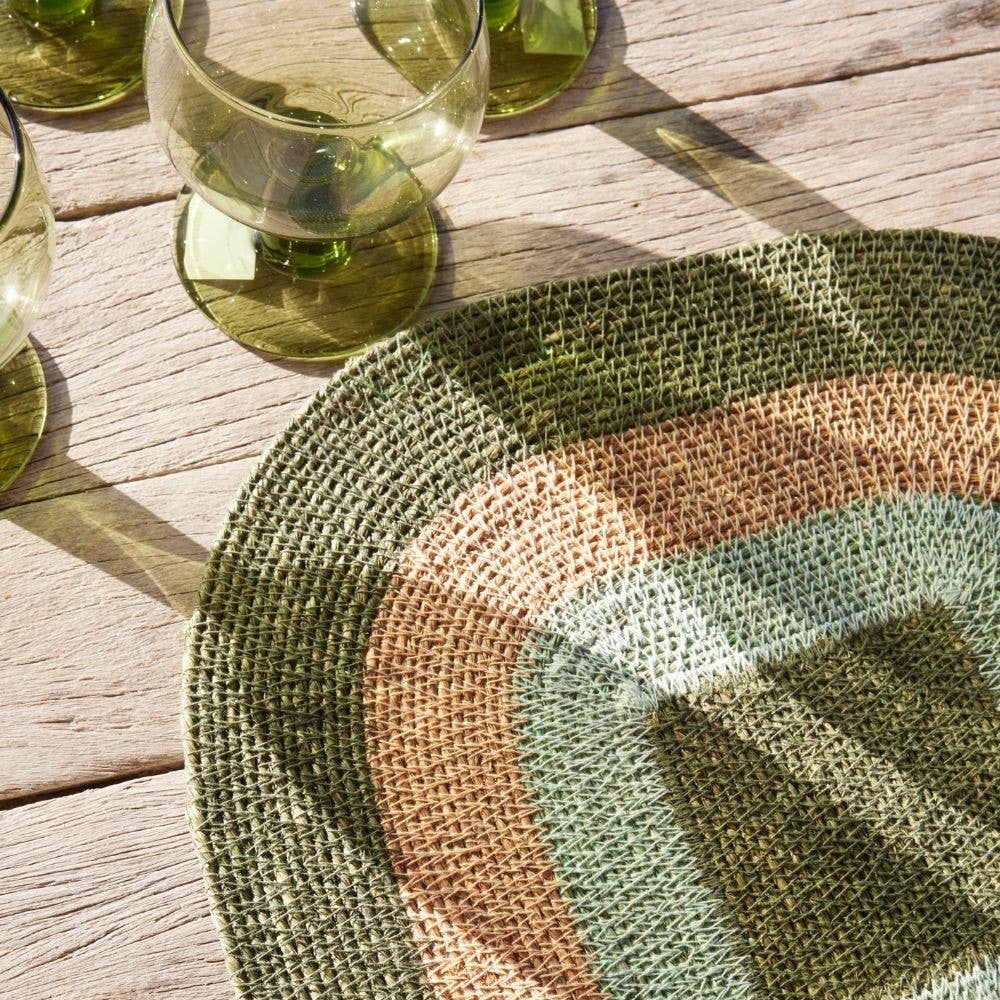 Set de table en jonc de mer - Mada Green Nude