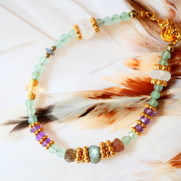 Bracelet SAUMYA en aventurine, améthyste et citrine