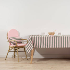 Nappe en jacquard Maglia Raya Rosa et Moss: 300 x 160 cm